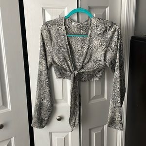 Animal print crop top with a tie